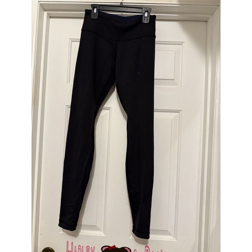 Lululemon Reversible Leggings Navy Blue and Black Size 4 Athleisure